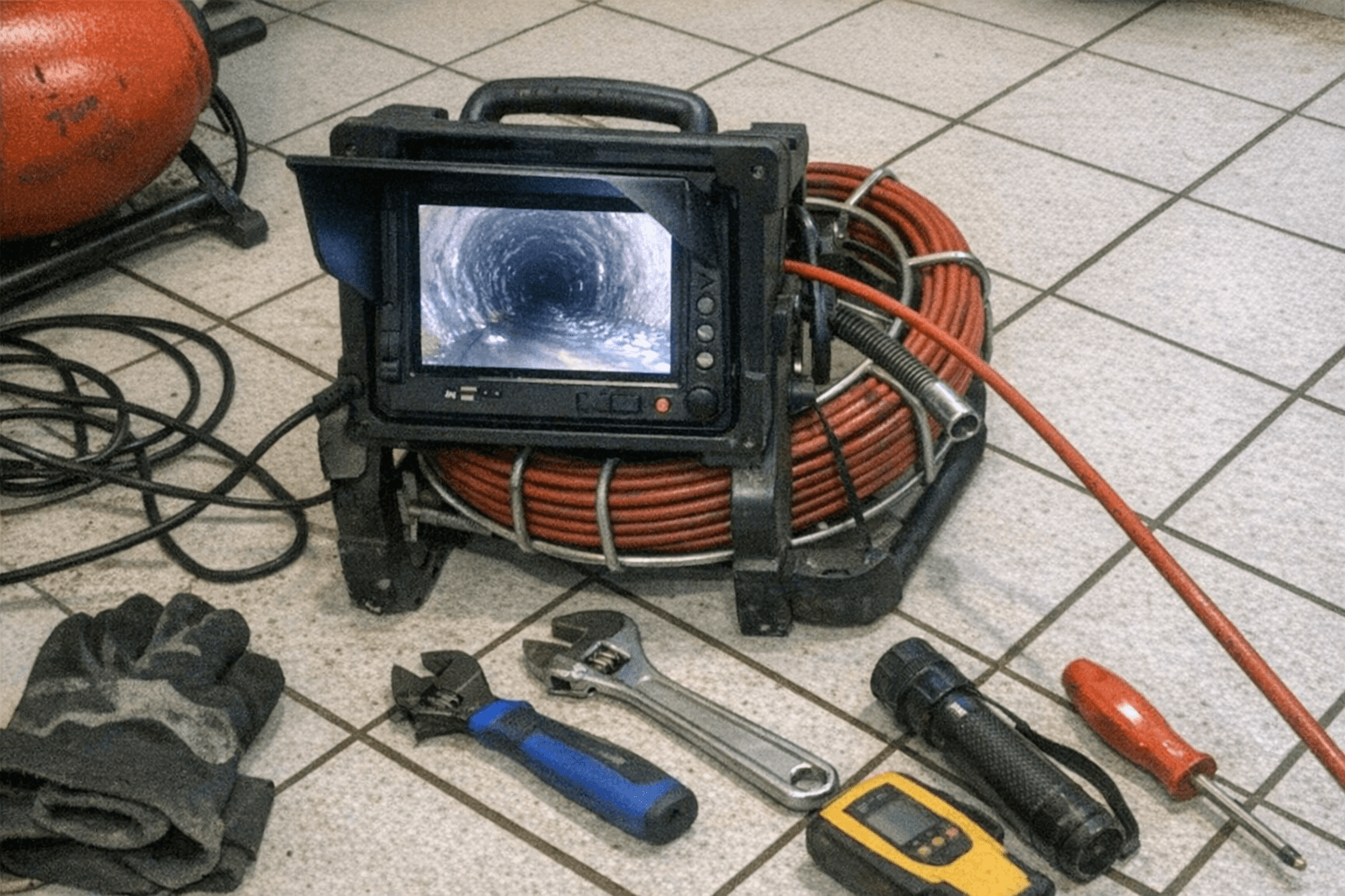 Moderne Kamera für Inspektion der Rohrleitungen
