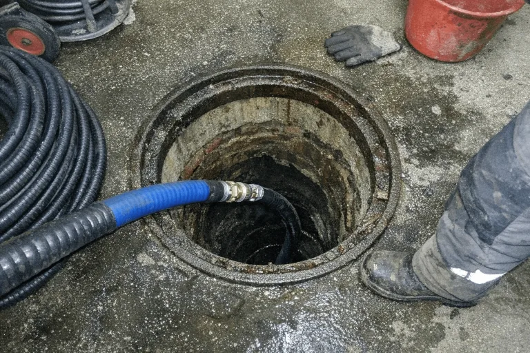 Vorbereitung zur Spülung einer tiefen Grundleitung